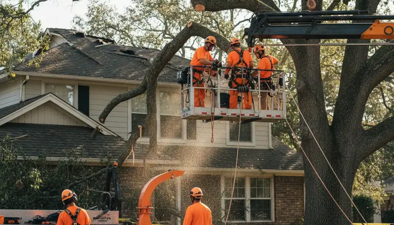 Emergency tree removal crew clearing storm damage in Memphis, TN