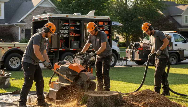 Stump removal service in Memphis, TN clearing a yard for tree service customers