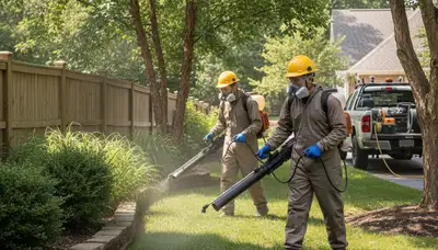 Professional tree care crew providing tick control services in Memphis, TN for homes and yards