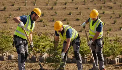 Memphis, TN arborist planting a young tree for residential tree planting services