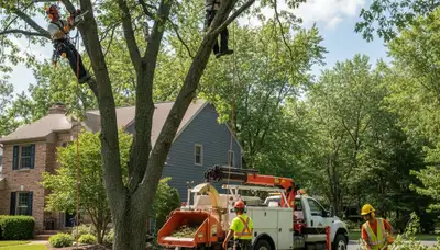 Memphis, TN tree service crew removing a tree for safe residential property maintenance