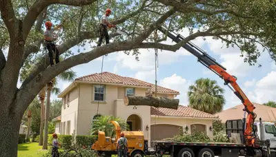 Tree service crew in Memphis, TN performing professional tree removal for a local property