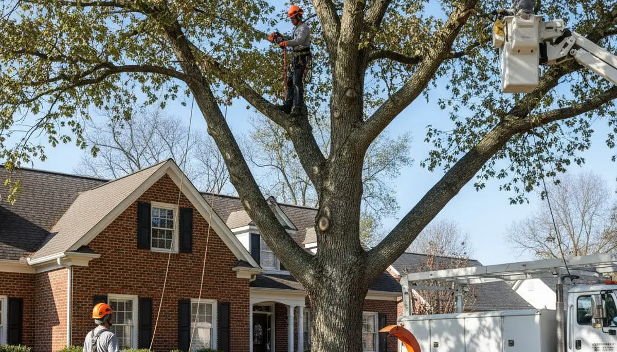 Memphis, TN tree service crew removing a tree for safe residential property clearing