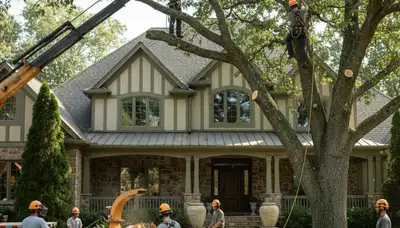 Tree service crew in Memphis, TN performing professional tree removal for a local property