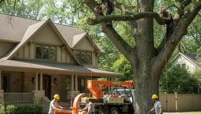 Tree service crew removing a tree in Memphis, TN for safe property protection