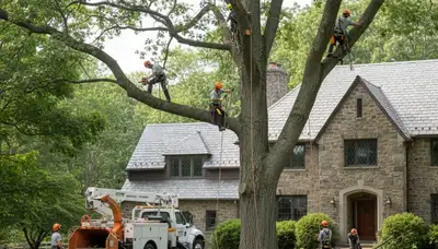 Memphis, TN tree service crew removing a tree for a residential property