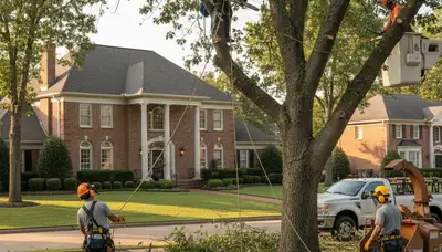 Tree service crew removing a tree in Memphis, TN for safe property protection